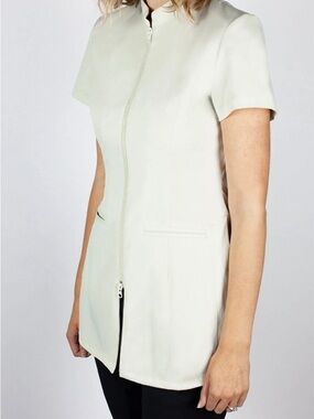 Noel Asmar Short Sleeve Zip-Front Tunic in Cream